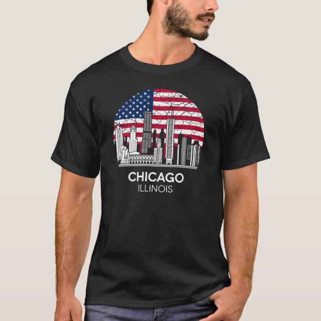 Chicago City Illinois Flag T-Shirt (Front)