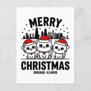 Chicago City Illinois Merry Christmas USA Postcard