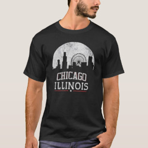 Chicago City Illinois Skyline Usa American Flag Pr T-Shirt