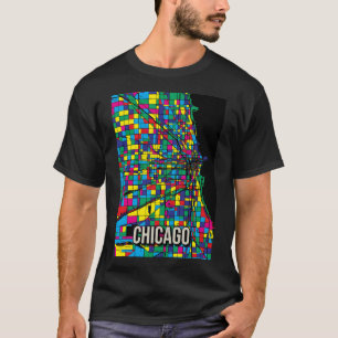 Chicago City Map - Colourful Abstract Art Print T-Shirt
