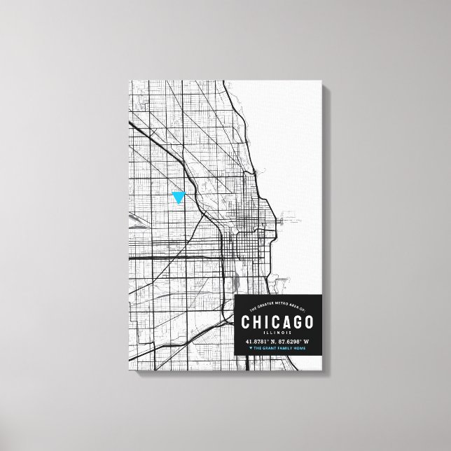 Chicago City Map + Mark Your Location Canvas Print (Front)