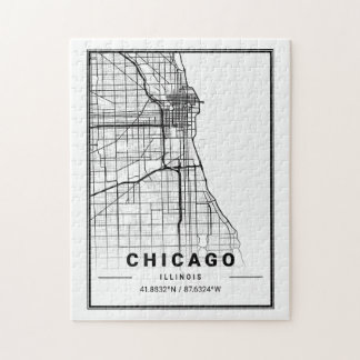 Chicago City Map | Modern Minimalist Drawing Jigsaw Puzzle