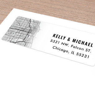 Chicago City Map Themed Return Label
