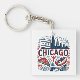 Chicago city pride key ring