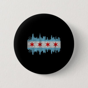 Chicago City Skyline Flag - Vintage Chicago City D 6 Cm Round Badge