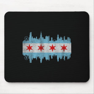 Chicago City Skyline Flag - Vintage Chicago City D Mouse Mat