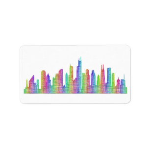 Chicago city skyline label
