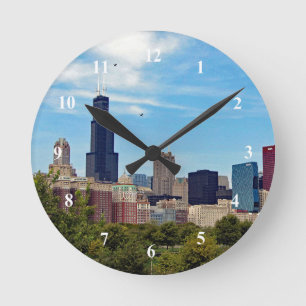 Chicago City Skyline Photo Round Clock