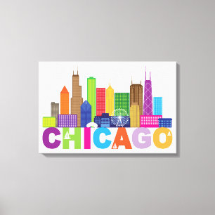 Chicago City Skyline Typography Canvas Print