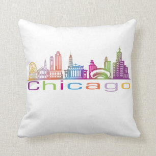 Chicago City Skyline Typography Hoodie Cushion
