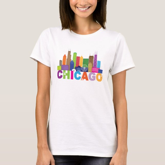 Chicago City Skyline Typography T-Shirt (Front)