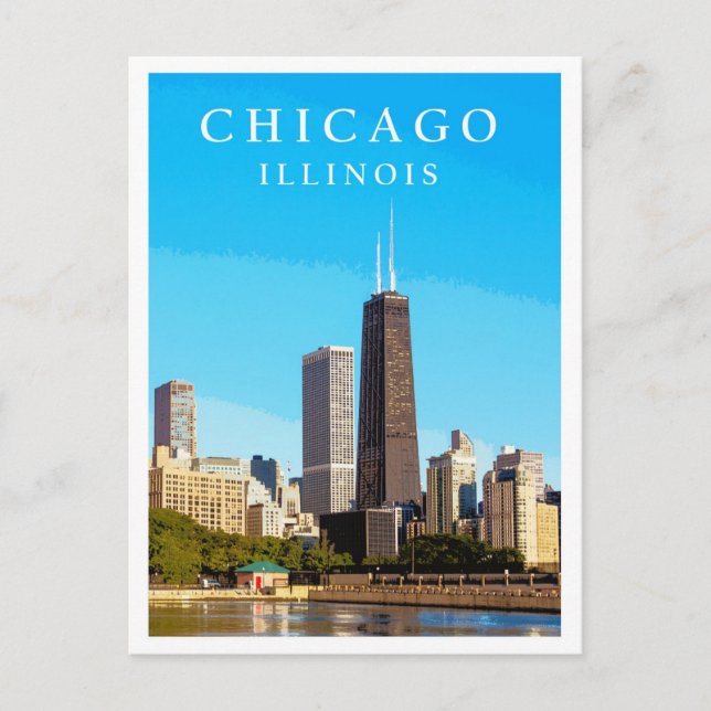 Chicago City Skyline Vintage Travel Poster Postcard (Front)