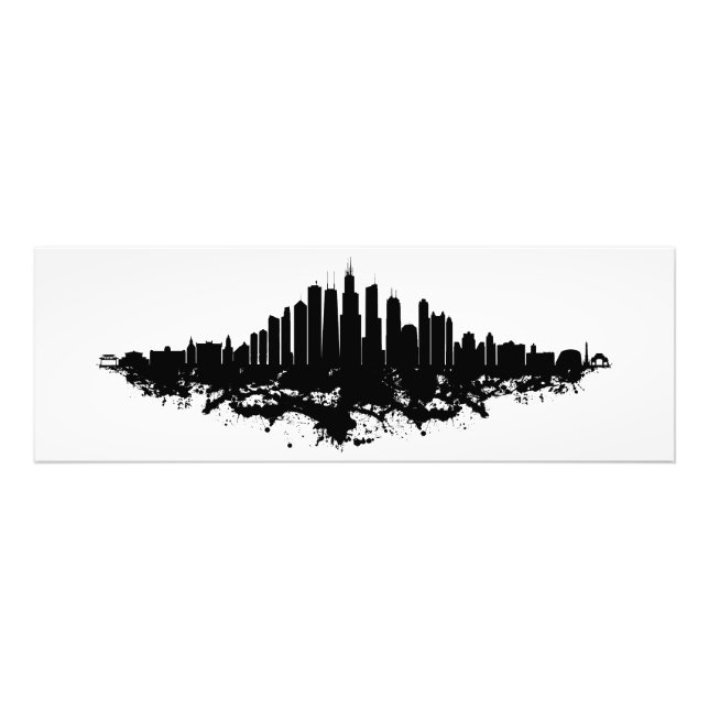 Chicago City Skyline Watercolor Black and White Photo Print (Front)
