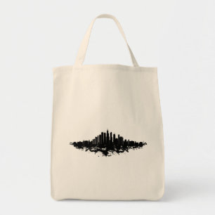 Chicago City Skyline Watercolor Black and White Tote Bag