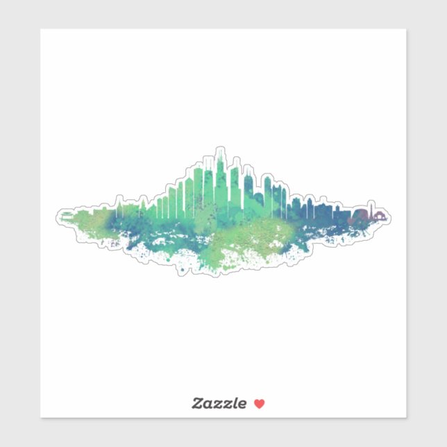 Chicago City Skyline Watercolor in blue and green (Sheet)