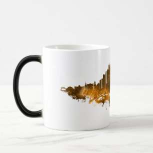 Chicago City Skyline Watercolor in orange Magic Mug