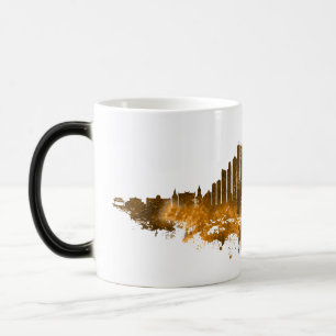 Chicago City Skyline Watercolor in orange Magic Mug