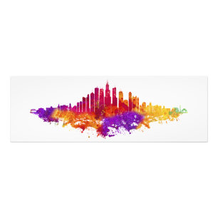 Chicago City Skyline Watercolor on White Photo Print
