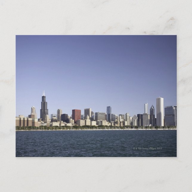 Chicago city skyline with Lake Michigan 2 Postcard (Front)
