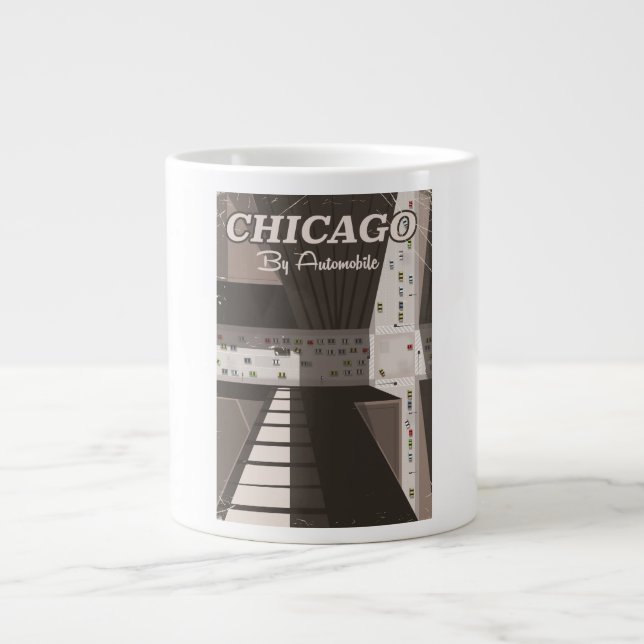 Chicago City travel poster Large Coffee Mug (Front)