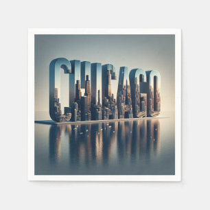 Chicago City Water Reflection Napkin