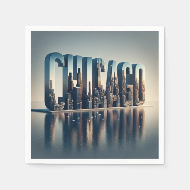 Chicago City Water Reflection Napkin (Front)