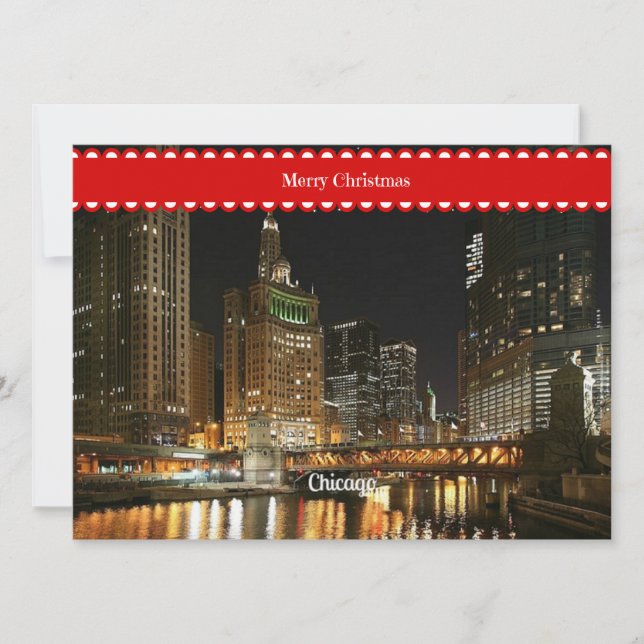 Chicago cityscape, Christmas greetings, Card (Front)