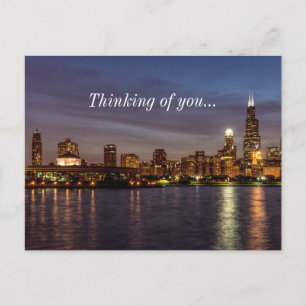 Chicago Cityscape Night Thinking Of You Postcard