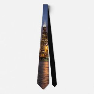 Chicago Cityscape Night Tie
