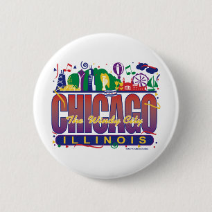 Chicago-Confetti 6 Cm Round Badge