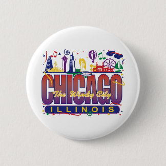 Chicago Confetti 6 Cm Round Badge
