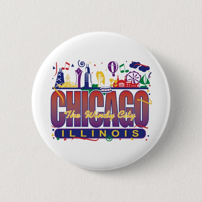 Chicago Confetti 6 Cm Round Badge (Front)