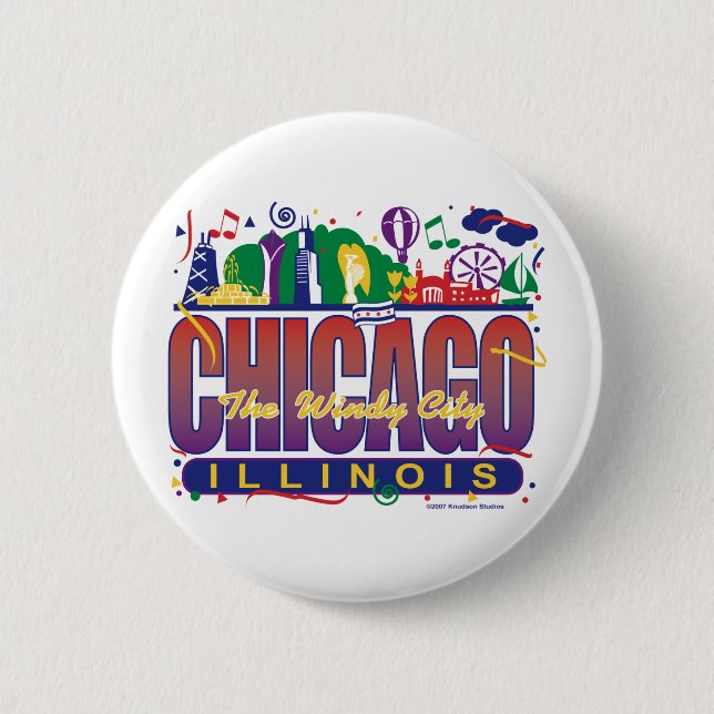 Chicago-Confetti 6 Cm Round Badge (Front)