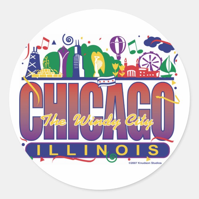 Chicago-Confetti Classic Round Sticker (Front)