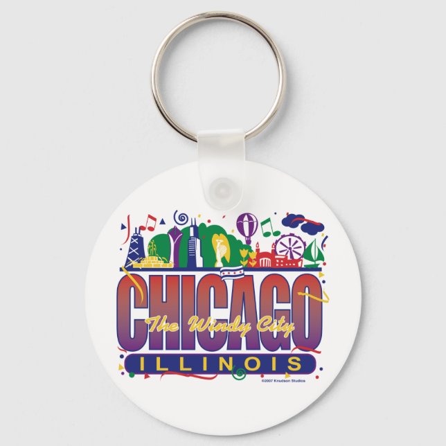 Chicago-Confetti Key Ring (Front)