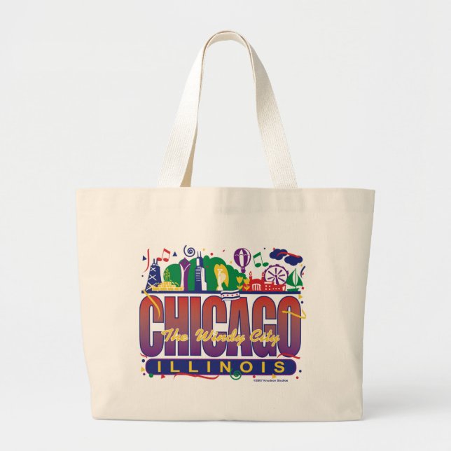 Chicago-Confetti Large Tote Bag (Front)