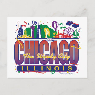 Chicago-Confetti Postcard