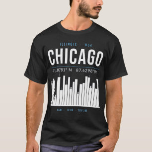 Chicago Coordinates Skyline Design T-Shirt