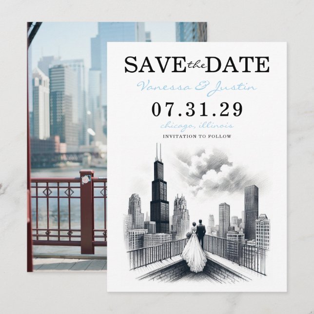 Chicago Couple Save The Date (Front/Back)