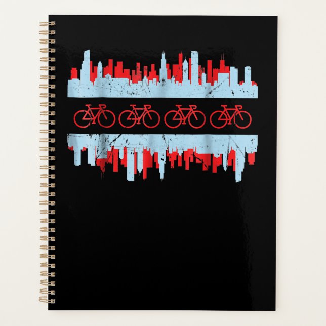 Chicago Cyclist Flag Skyline  Cycling Bicycle Gift Planner (Front)