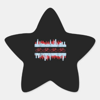 Chicago Cyclist Flag Skyline  Cycling Bicycle Gift Star Sticker