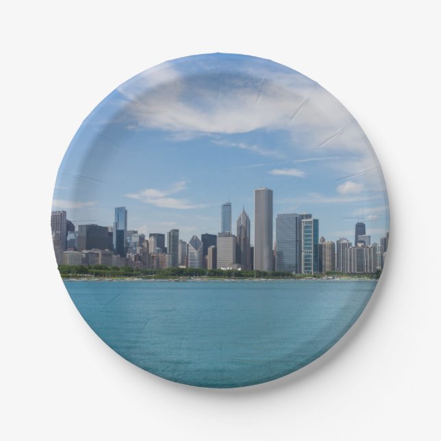 Chicago Day Cityscape Paper Plate (Front)