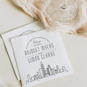 Chicago Deco Skyline Wedding Event Napkins