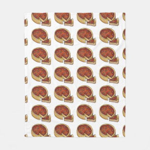 Chicago Deep Dish Pepperoni Pizza Pie Slice Fleece Blanket