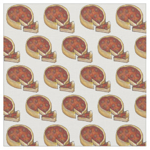 Chicago Deep Dish Pepperoni Pizza Slice Foodie Pie Fabric