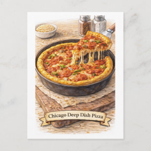 Chicago Deep-Dish Pizza (American Food Series) Postcard