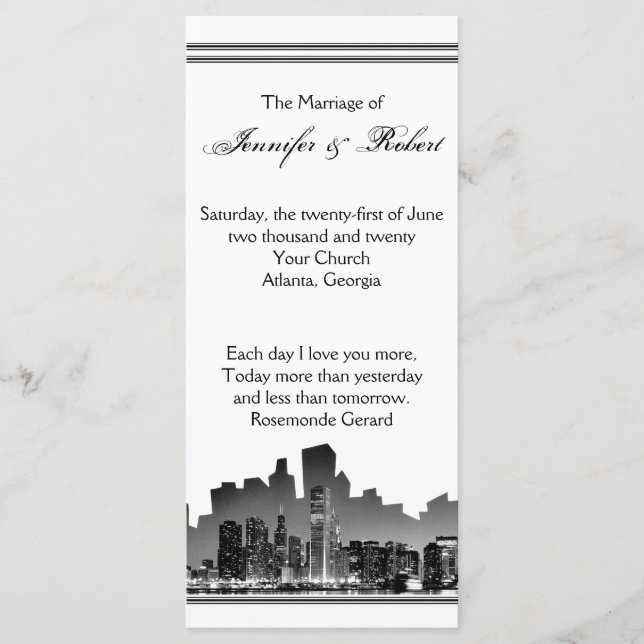 Chicago Destination Wedding Program Programme (Front)