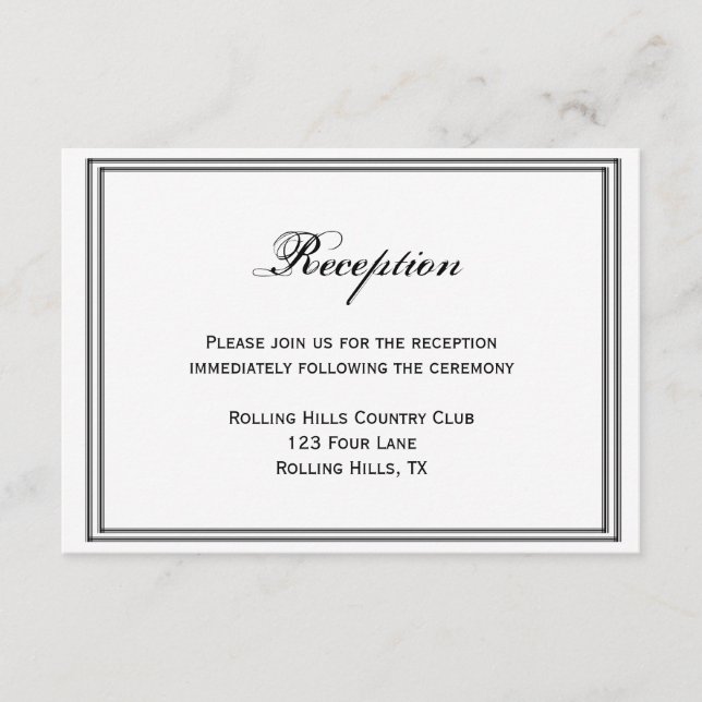 Chicago Destination Wedding Reception Enclosure Card (Front)