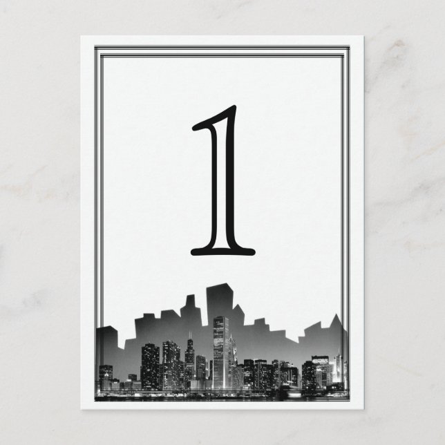 Chicago Destination Wedding Table Number Postcard (Front)