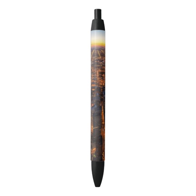 Chicago downtown at sunset black ink pen (Front Vertical)